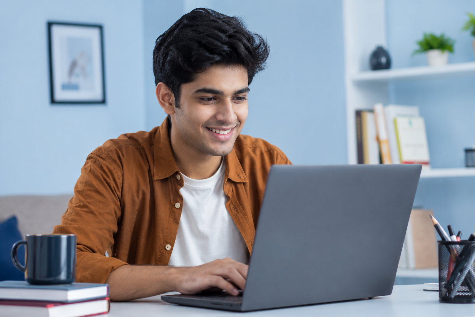 Student working online